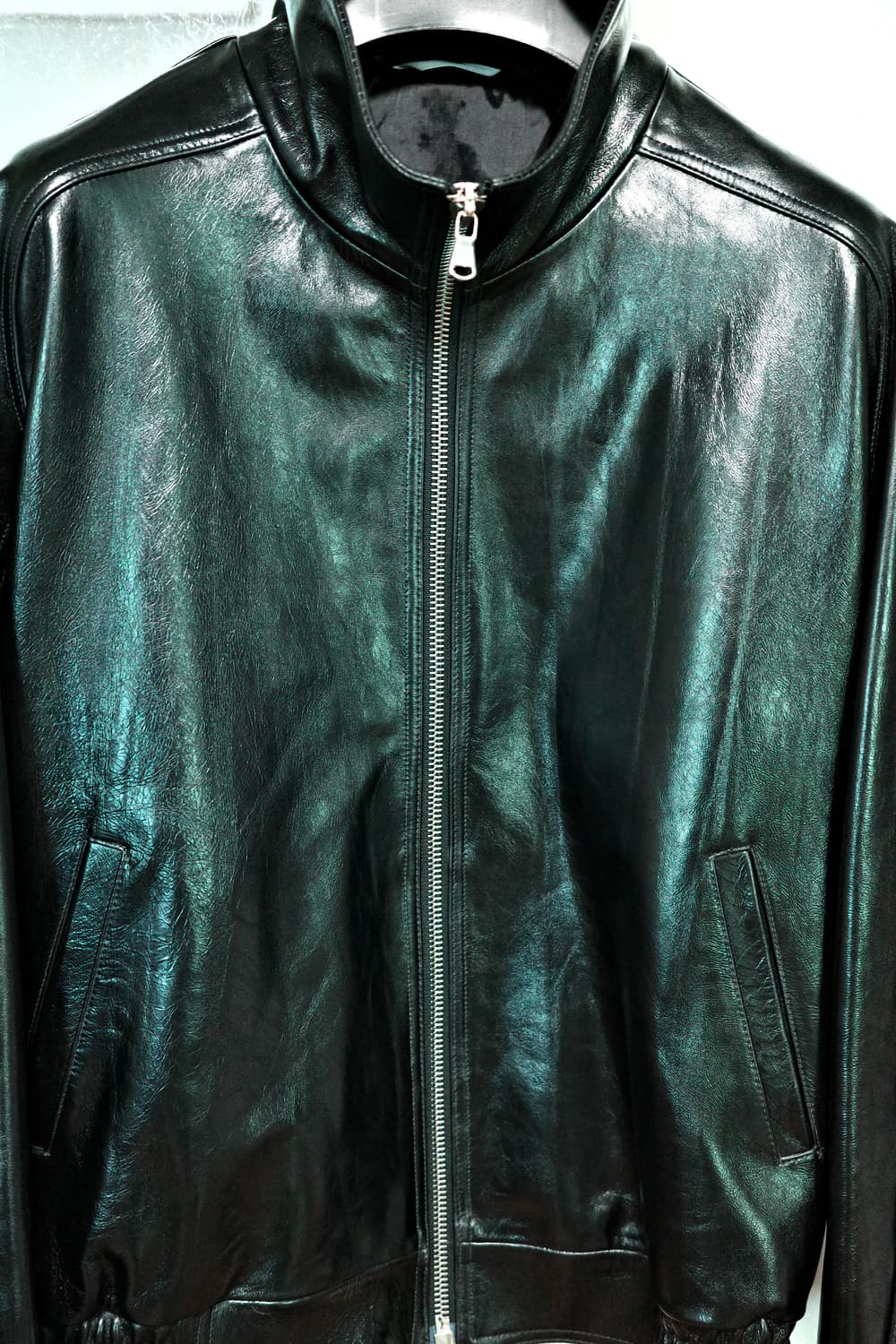 STU  LAMBSKIN LEATHER JACKET in black L 상품이미지2