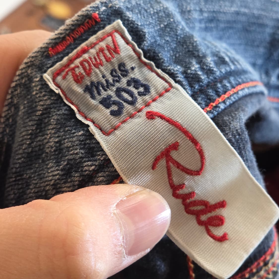 JPN 에드윈 워싱 데미지 슬림스트레이트 데님팬츠 상품이미지8