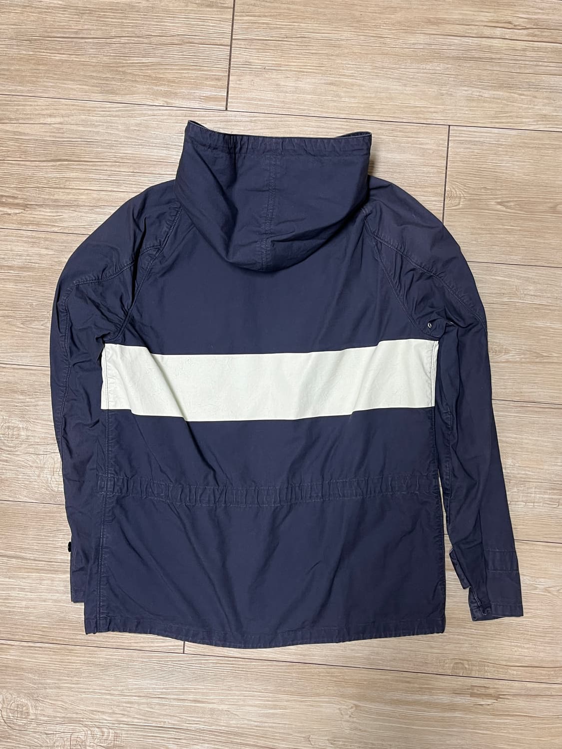 피그벨 후드집업 네이비 화이트 배색 점퍼 상품이미지2