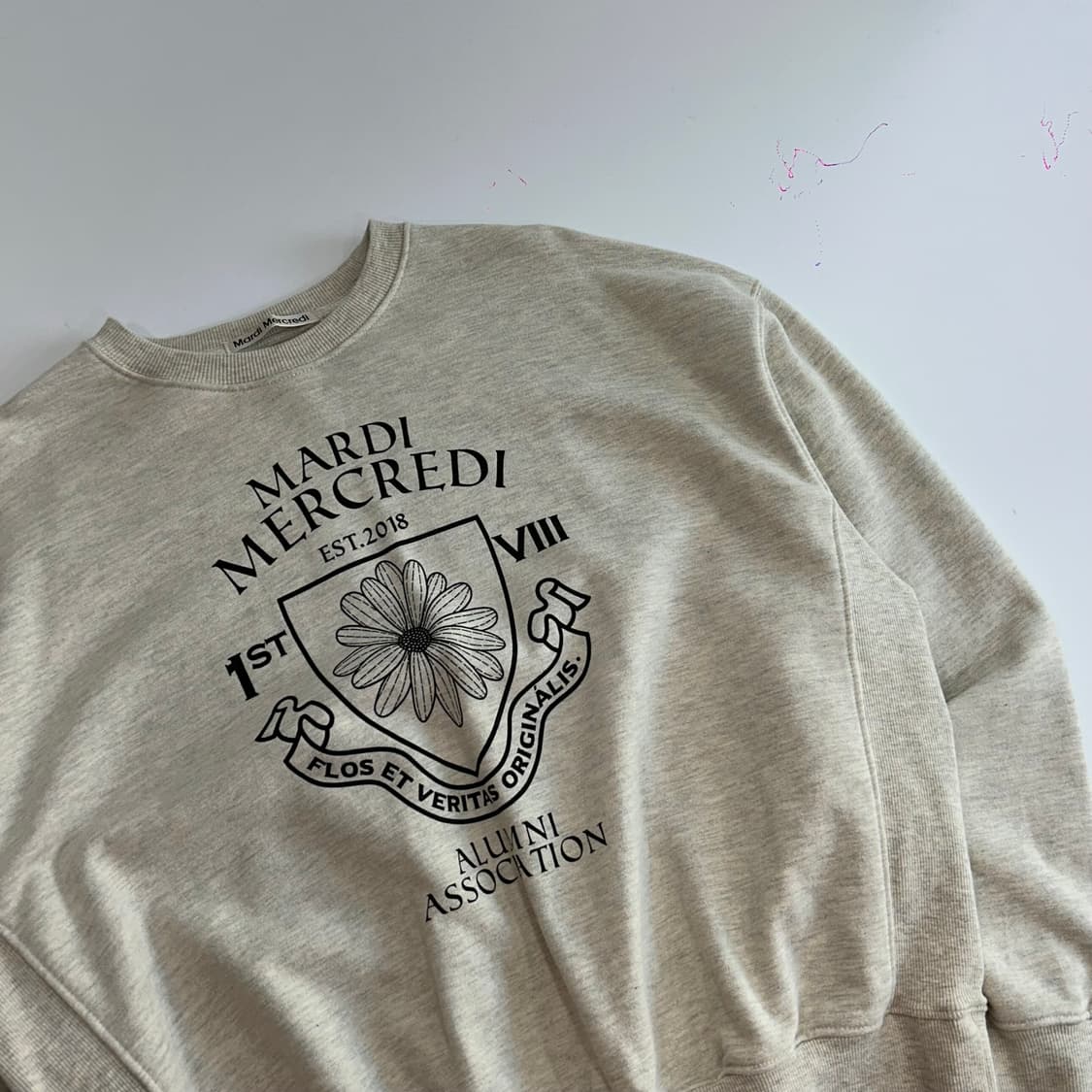 Mardi mercerdi 마르디메크르디 블랙 로고 멜란지 맨투맨  상품이미지4