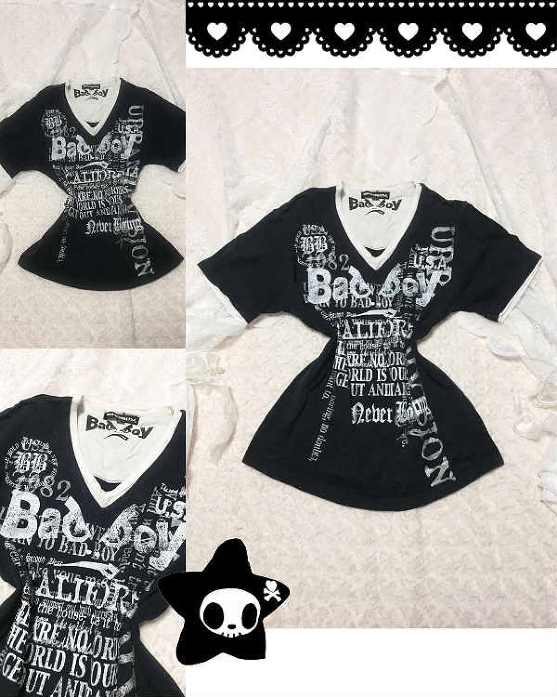 빈티지 펑크갸루 badboy 레이어드 반팔티 상품이미지1