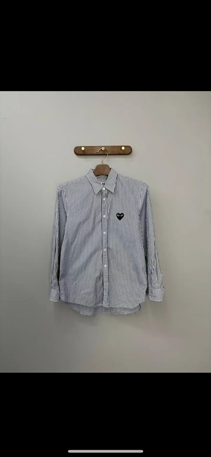 꼼데가르송 스트라이프 블랙하트 와펜 셔츠 H1641 상품이미지2