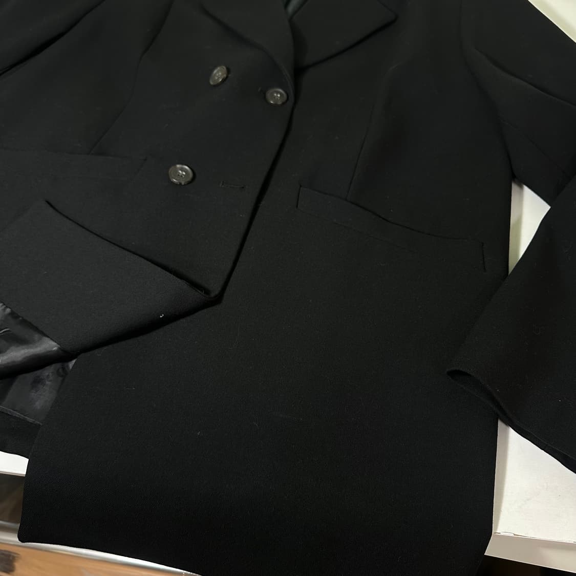 우먼OS 메이비베이비 디어리스트 블랙 더블 블레이져 상품이미지3