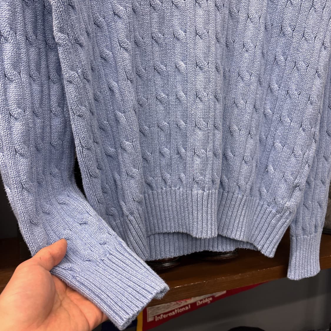 신형라벨 폴로 랄프로렌 케이블 코튼니트 스웨터 블루 N1050 상품이미지4