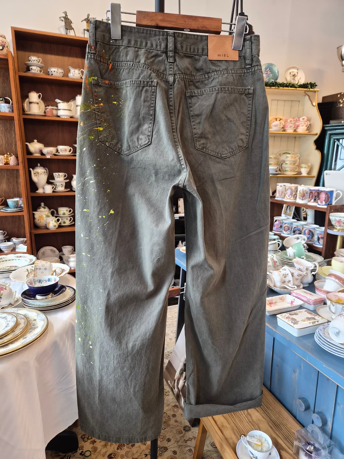 카키 빈티지 페인팅 코튼데님 팬츠 상품이미지4