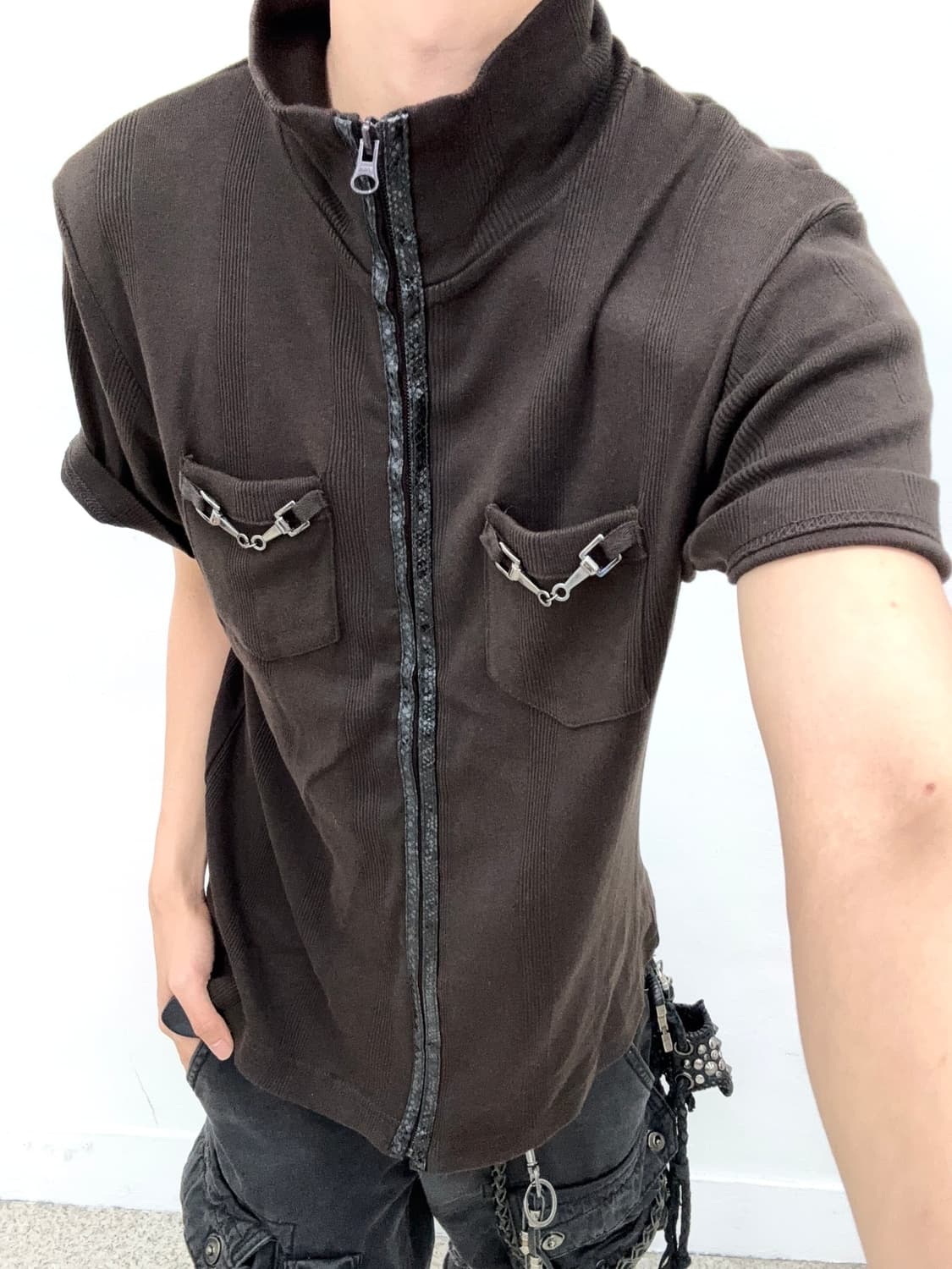 Brown Python leather strap detail top   상품이미지3