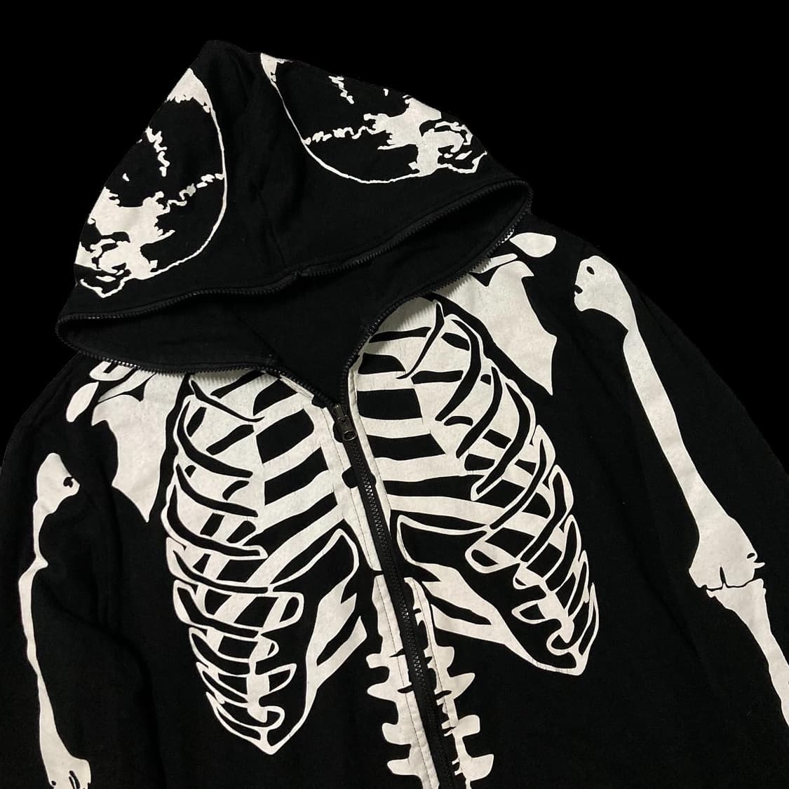 빈티지 스켈레톤 풀 프린팅 후드집업 상품이미지3