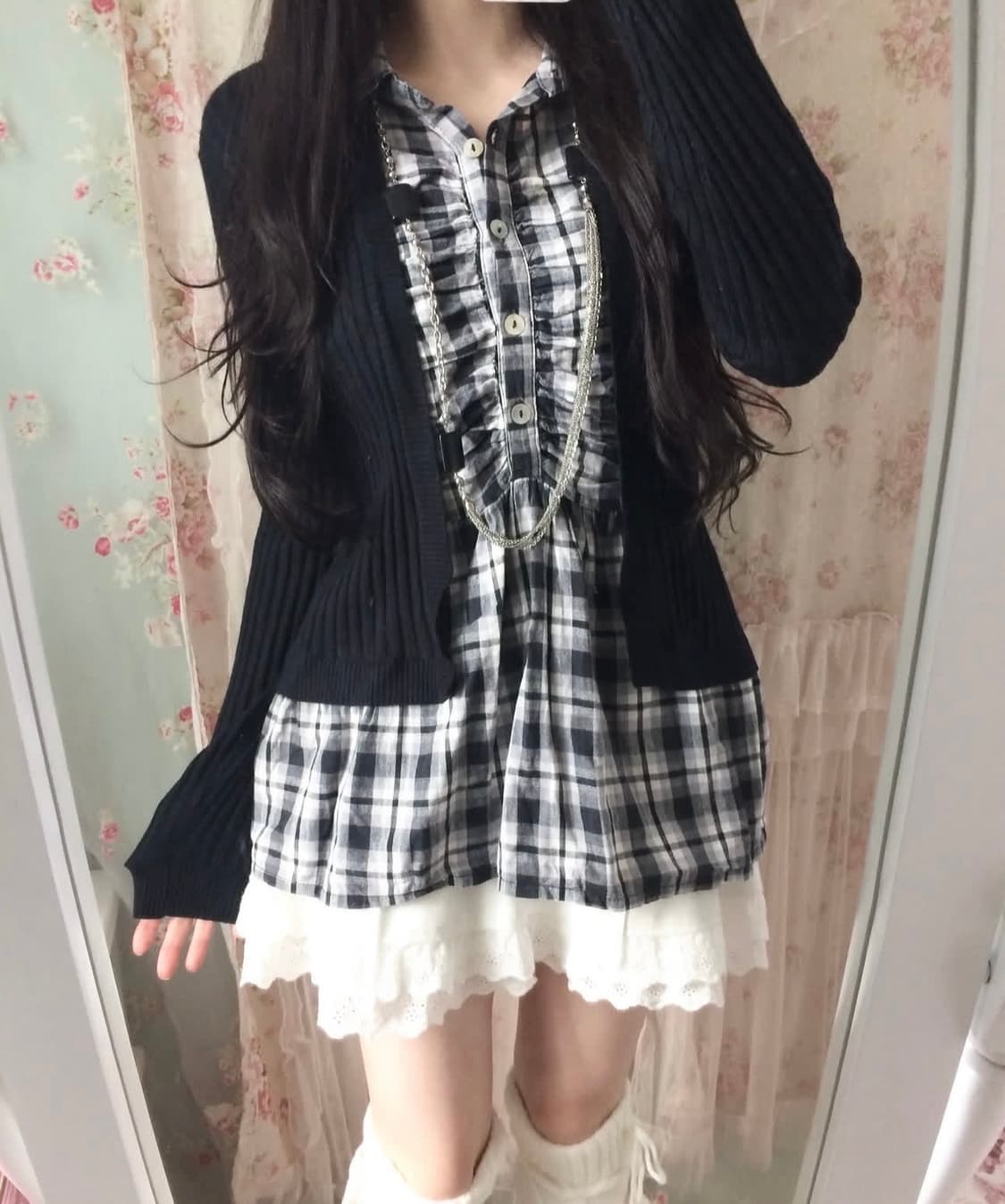 빈티지 레이어드체크가디건 상품이미지1