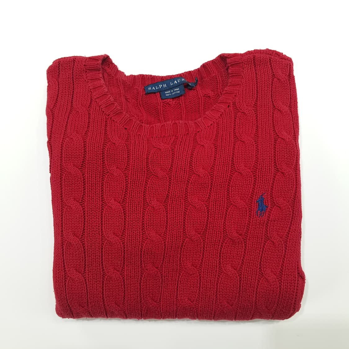 CN827W M 폴로 랄프로렌 레드 라운드 케이블 긴팔 니트 스웨터 상품이미지8