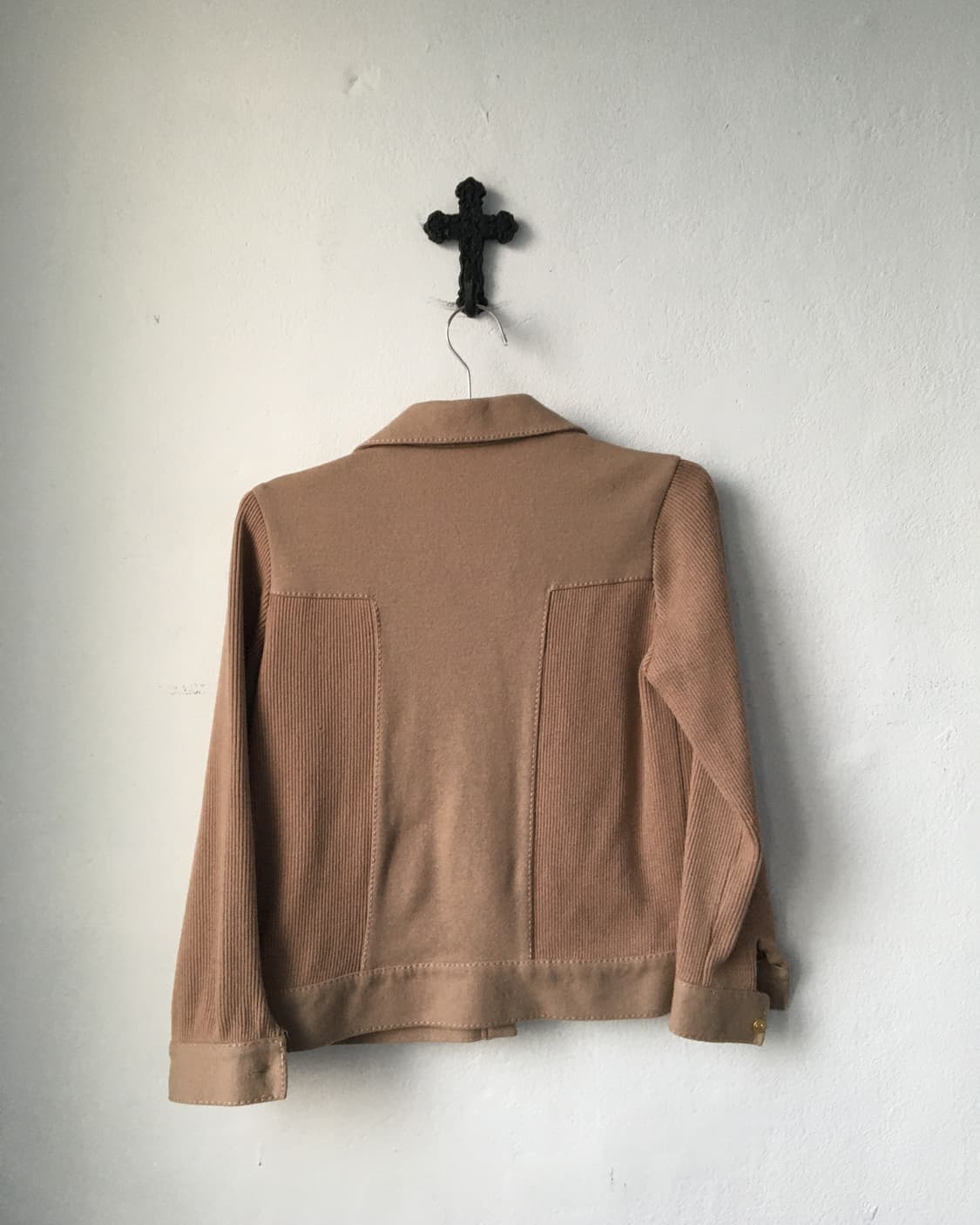 Suede layered ribbed knit zip up 상품이미지3