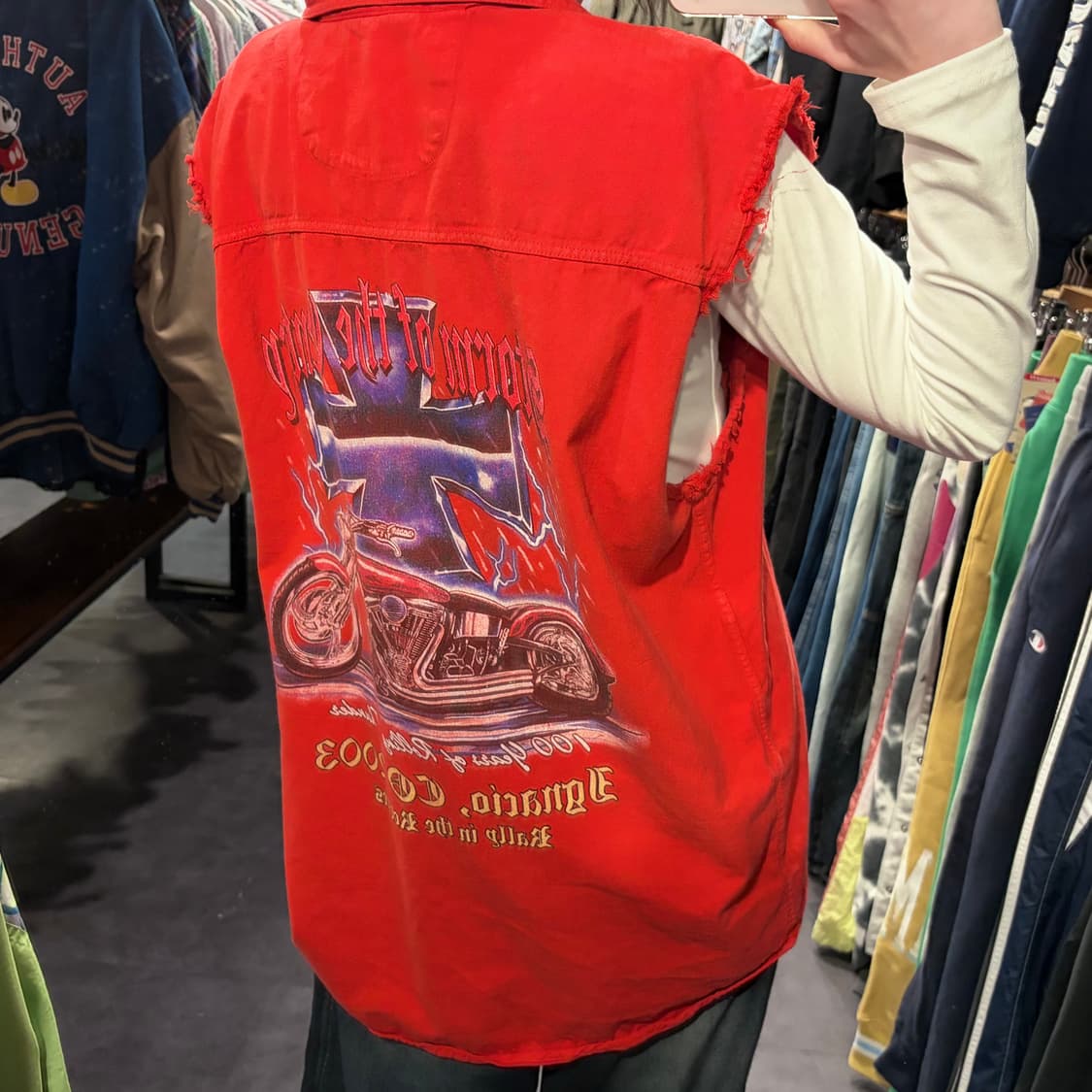  [IM] vtg 바이커 컷오프 조끼 레드 상품이미지8