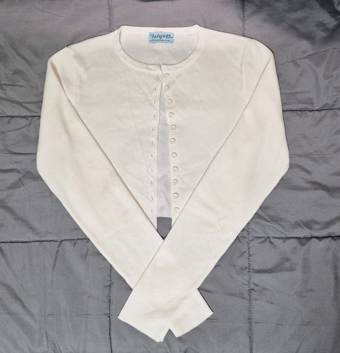 페일제이드 긴팔 크롭 가디건 화이트 상품이미지4