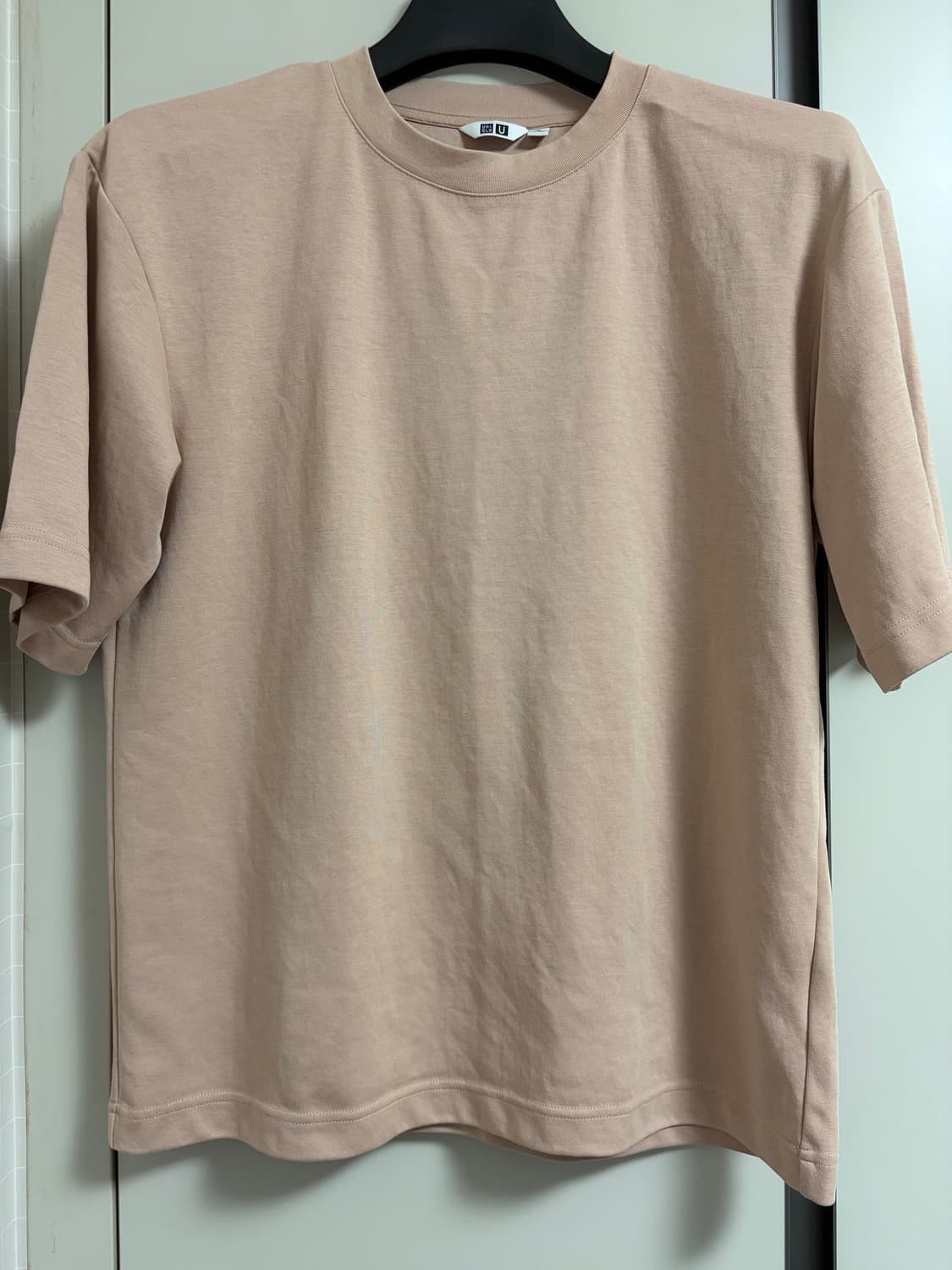 새상품 유니클로 U 에어리즘 코튼 오버사이즈 크루넥 5부 100 티셔츠 상품이미지1