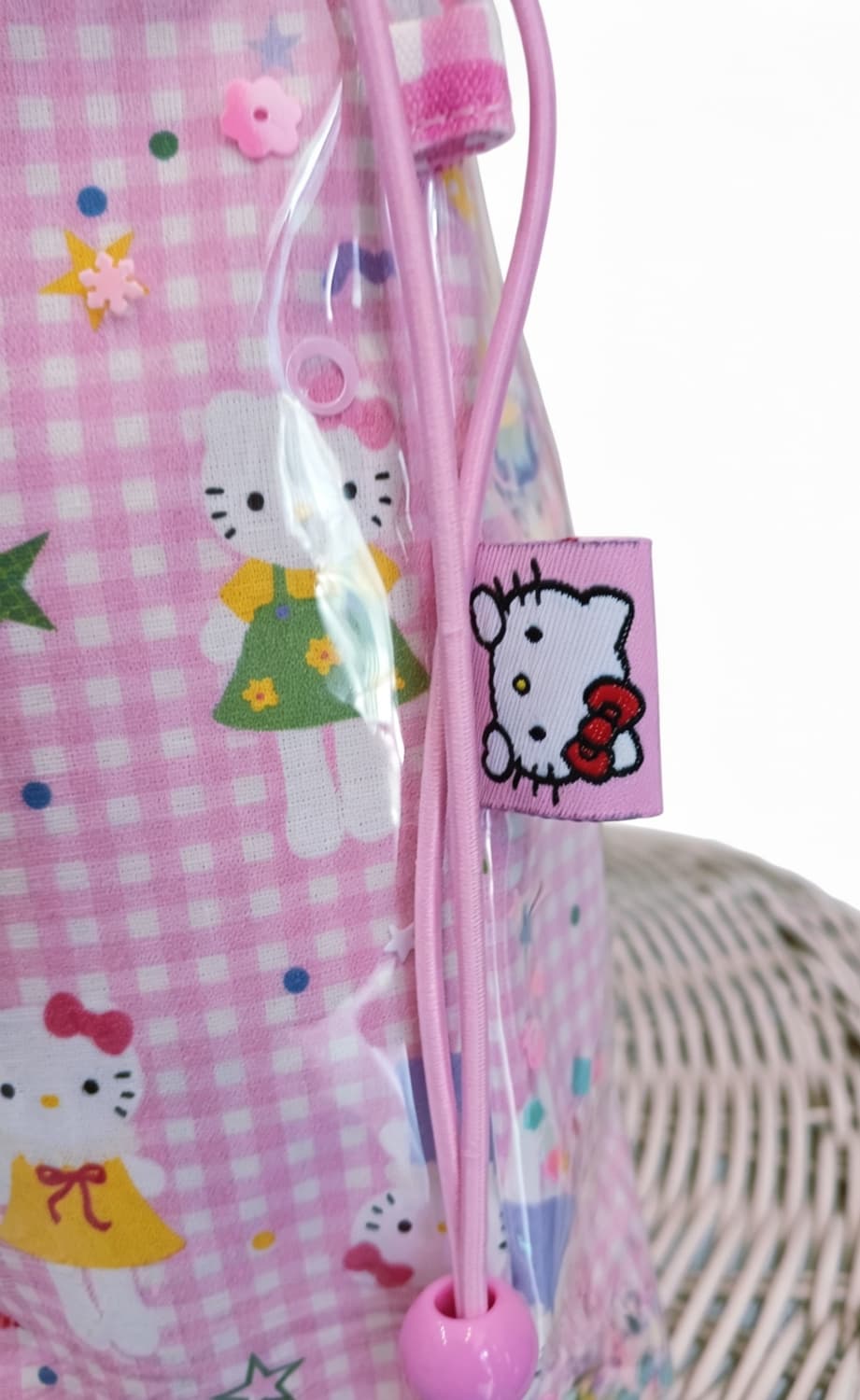 [새상품] 헬로키티 파킹 입체 반짝이 투명 포켓 미니 토트백 상품이미지4