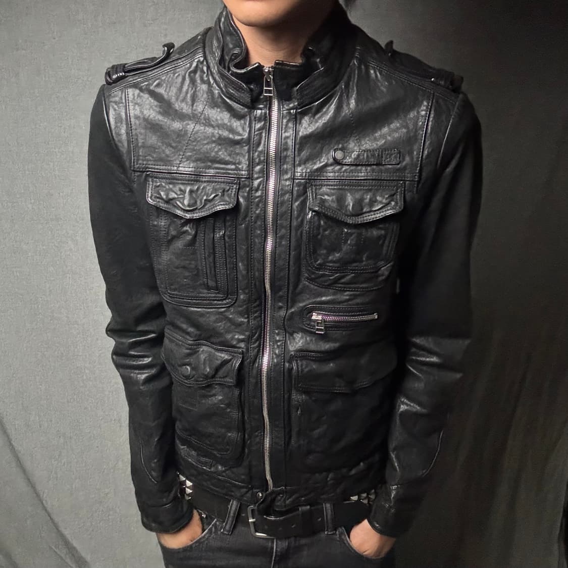 lamb skin pocket leather jacket 상품이미지2