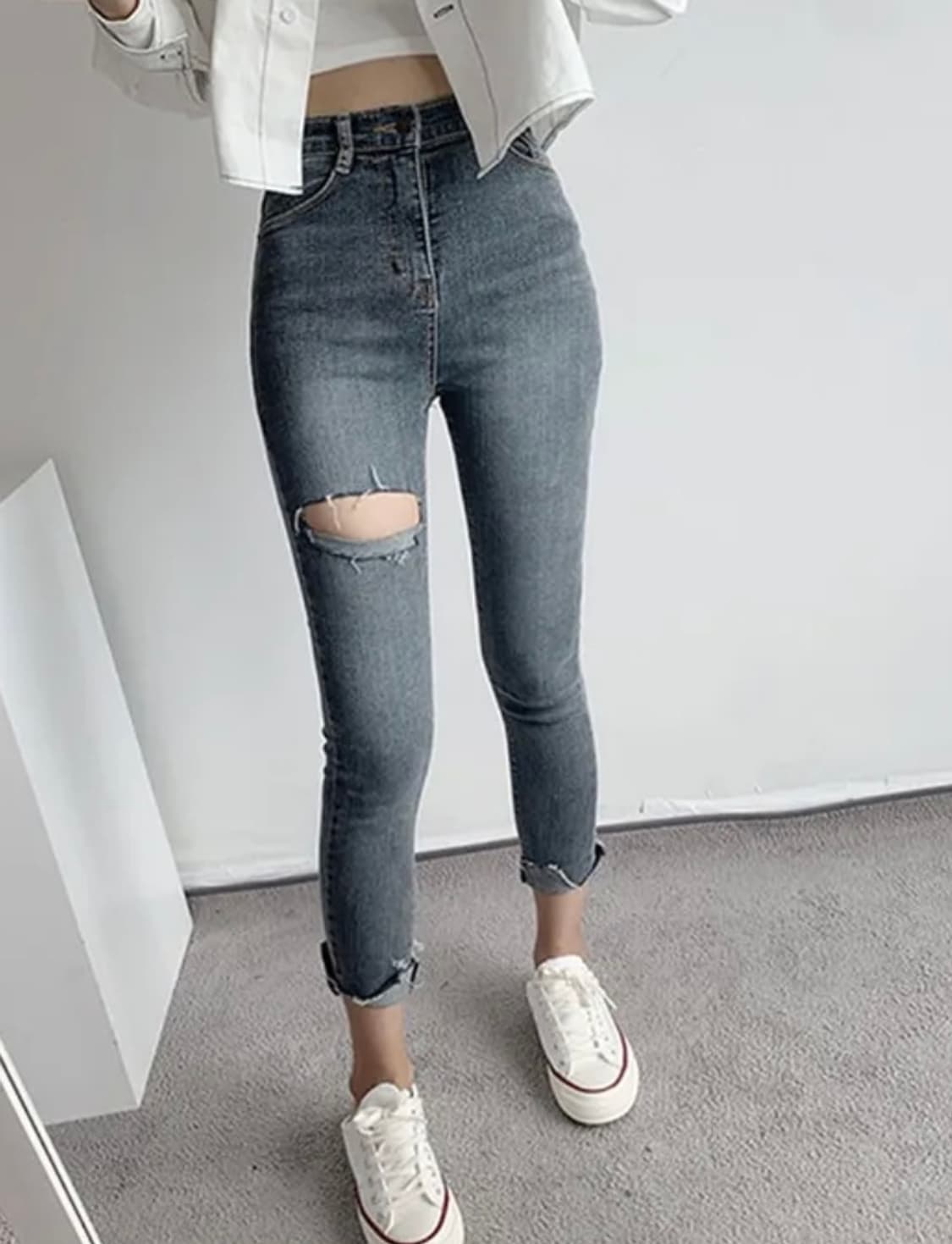 하이웨스트 컷팅 팬츠 상품이미지1