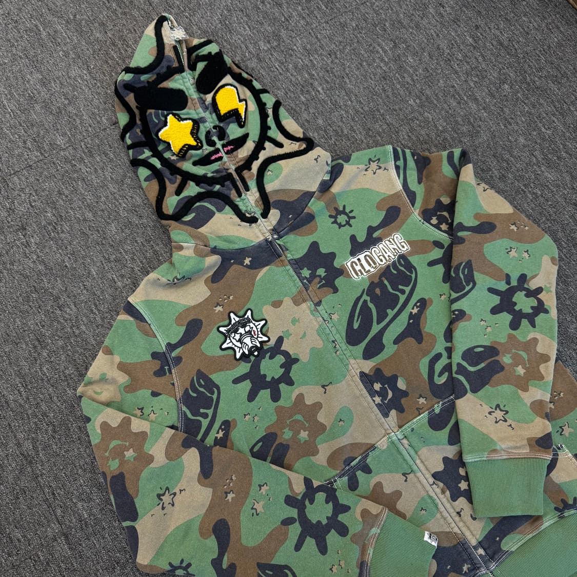 GLOGANG 글로갱 글로리 풀 집업 워시드 카모 그린 후드집업 상품이미지1