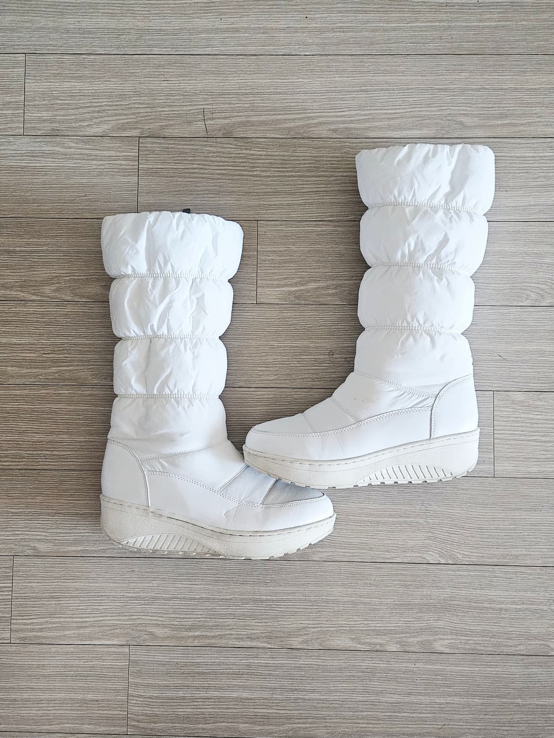화이트아이보리 패딩 롱부츠 240 지퍼형 | 털깔창 포함 5cm키높이 상품이미지2