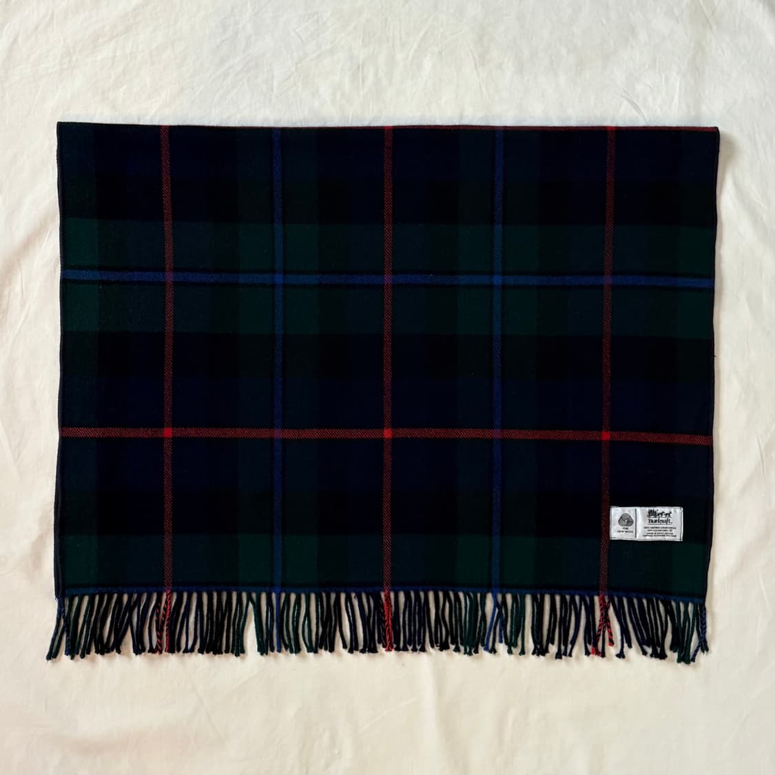 90s 영국 Burkraft 메리노 램스울 타탄체크 머플러 상품이미지2