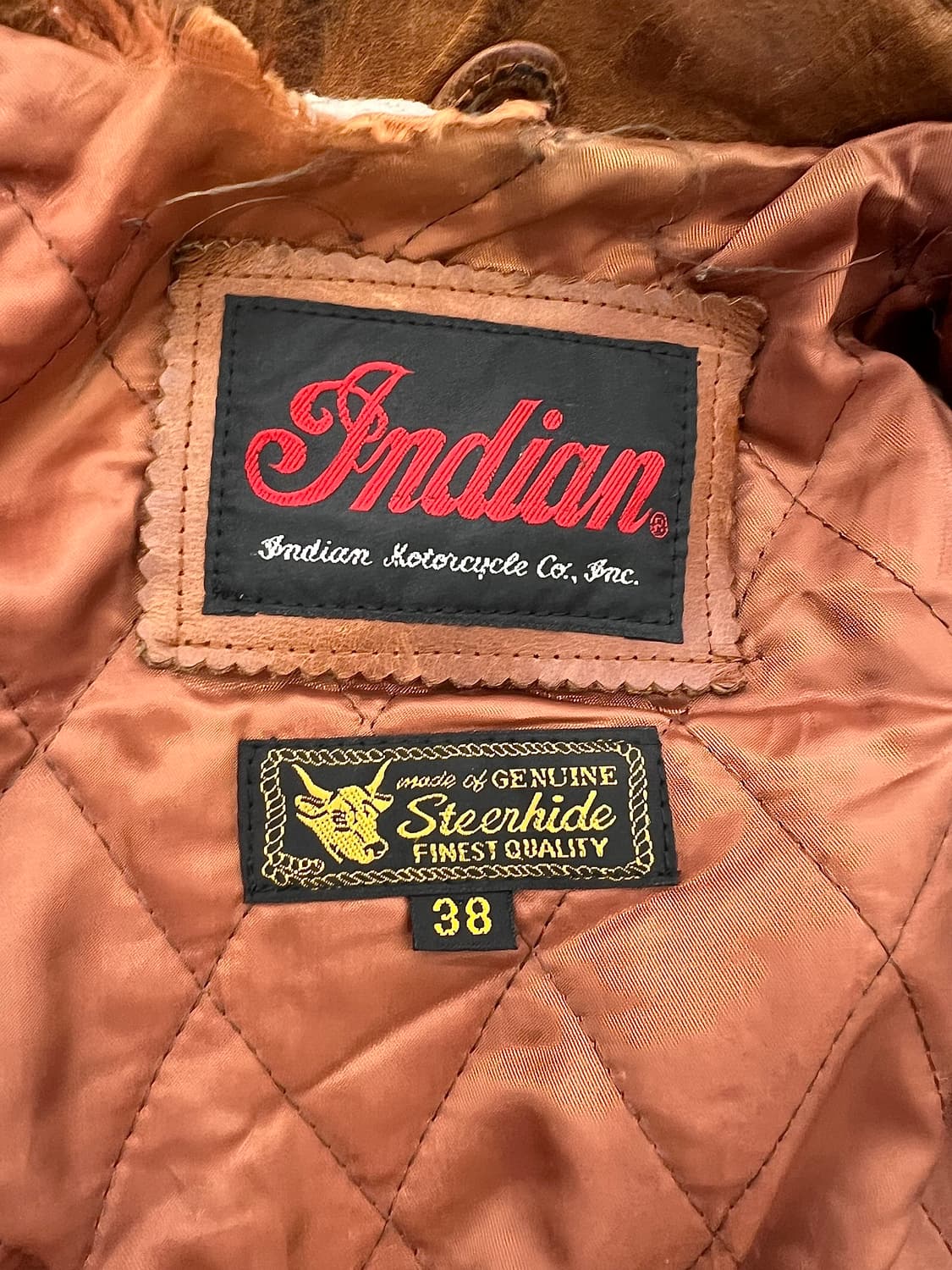 인디언 모터사이클 탠 카우레더 퀼팅 싱글 라이더 자켓 상품이미지7