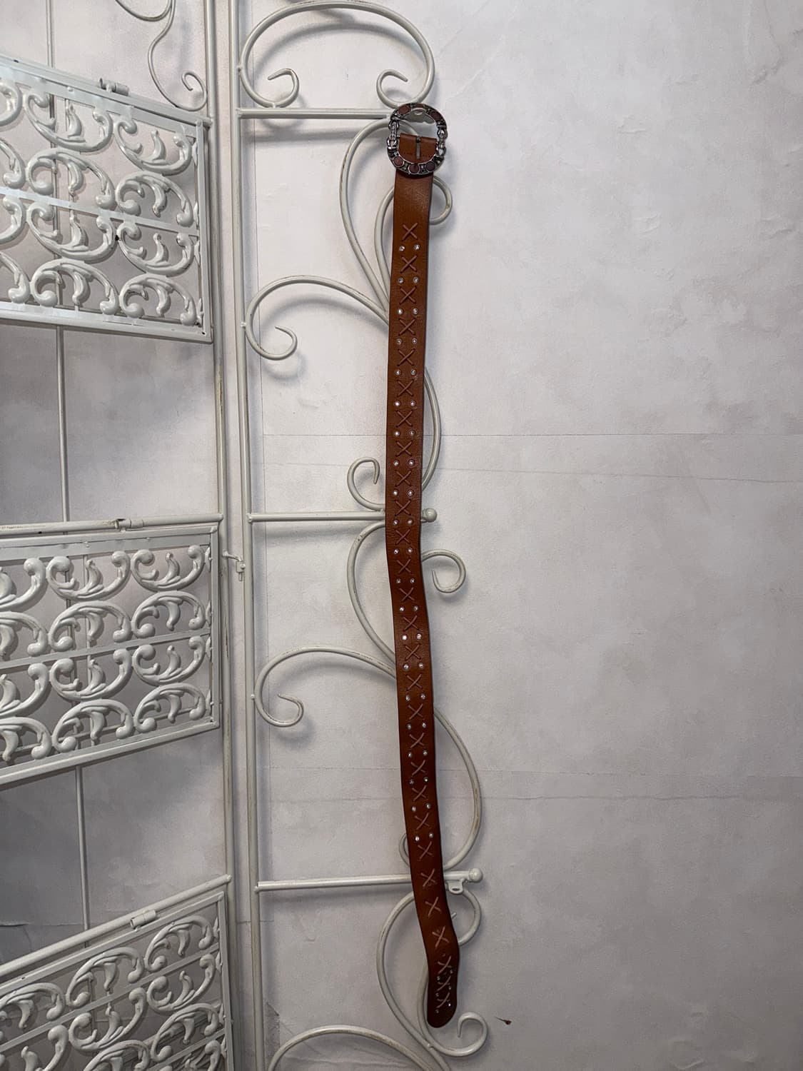 Brown western stitch cubic belt 상품이미지3