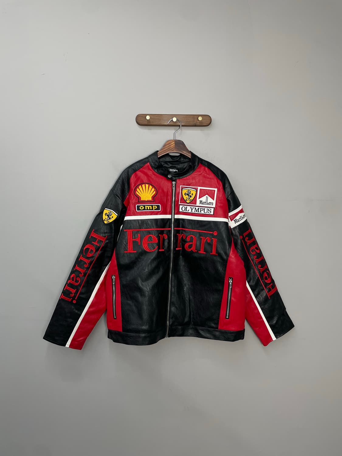 페라리 말보로 패치워크 레드 배색 레더 레이싱 자켓 H1837 상품이미지2