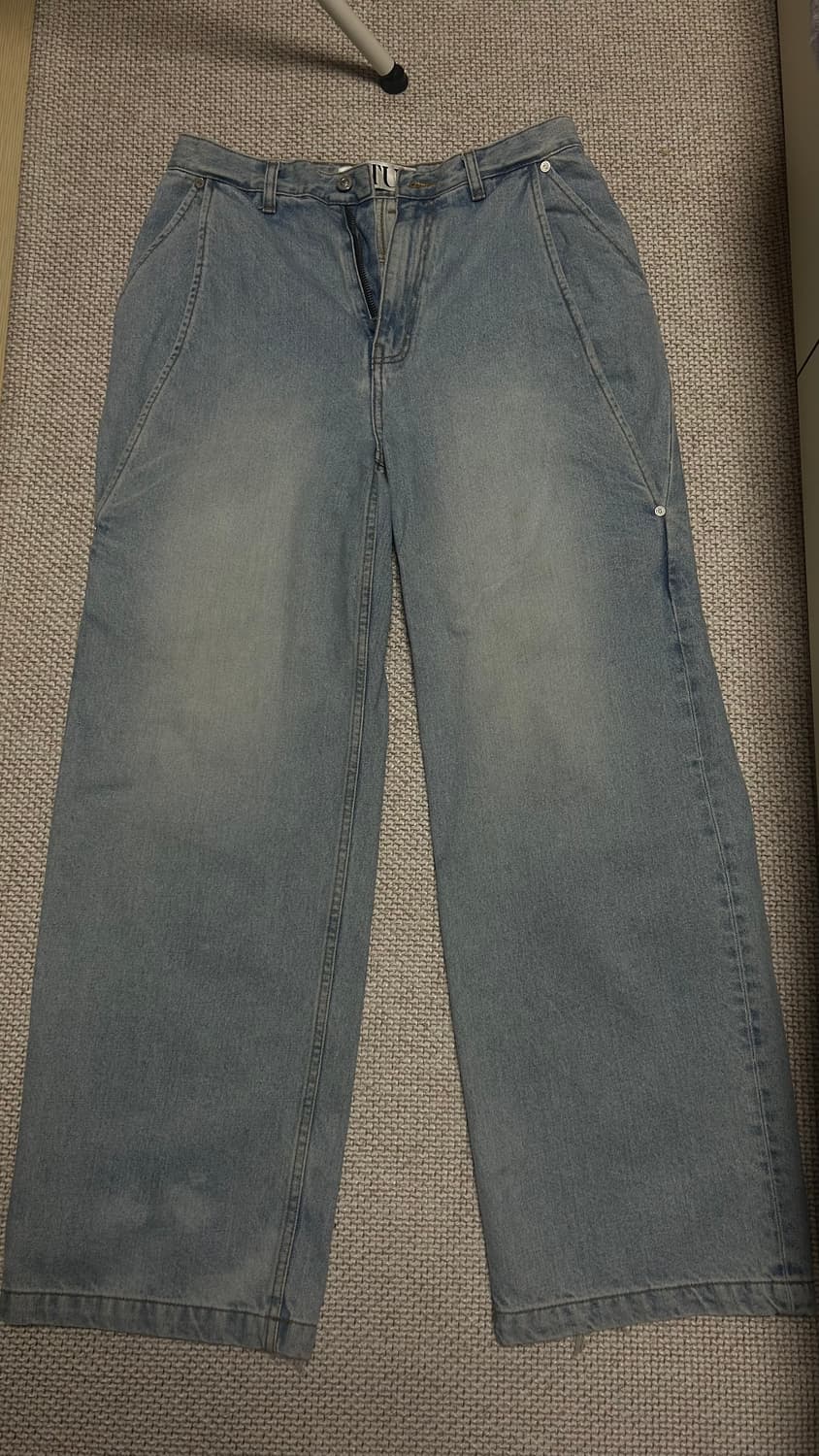 새터 연청 절개 와이드 데님 상품이미지2