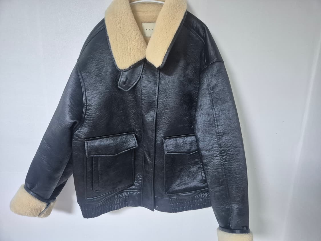 시야쥬 무스탕 봄버 자켓 블랙 상품이미지2