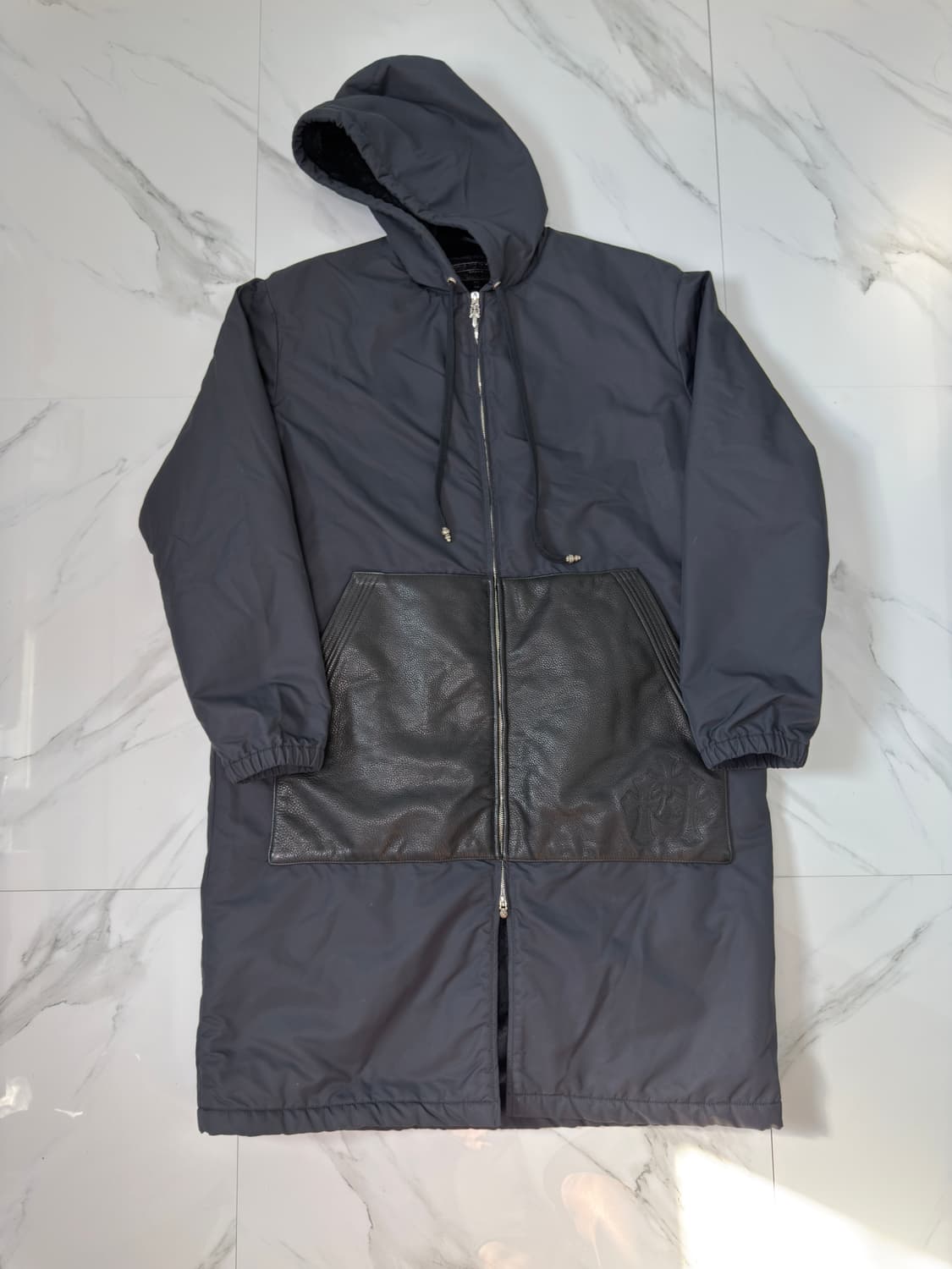 새상품 크롬하츠 트리플 크로스 레더패치 롱 후드 퍼자켓 M 상품이미지1