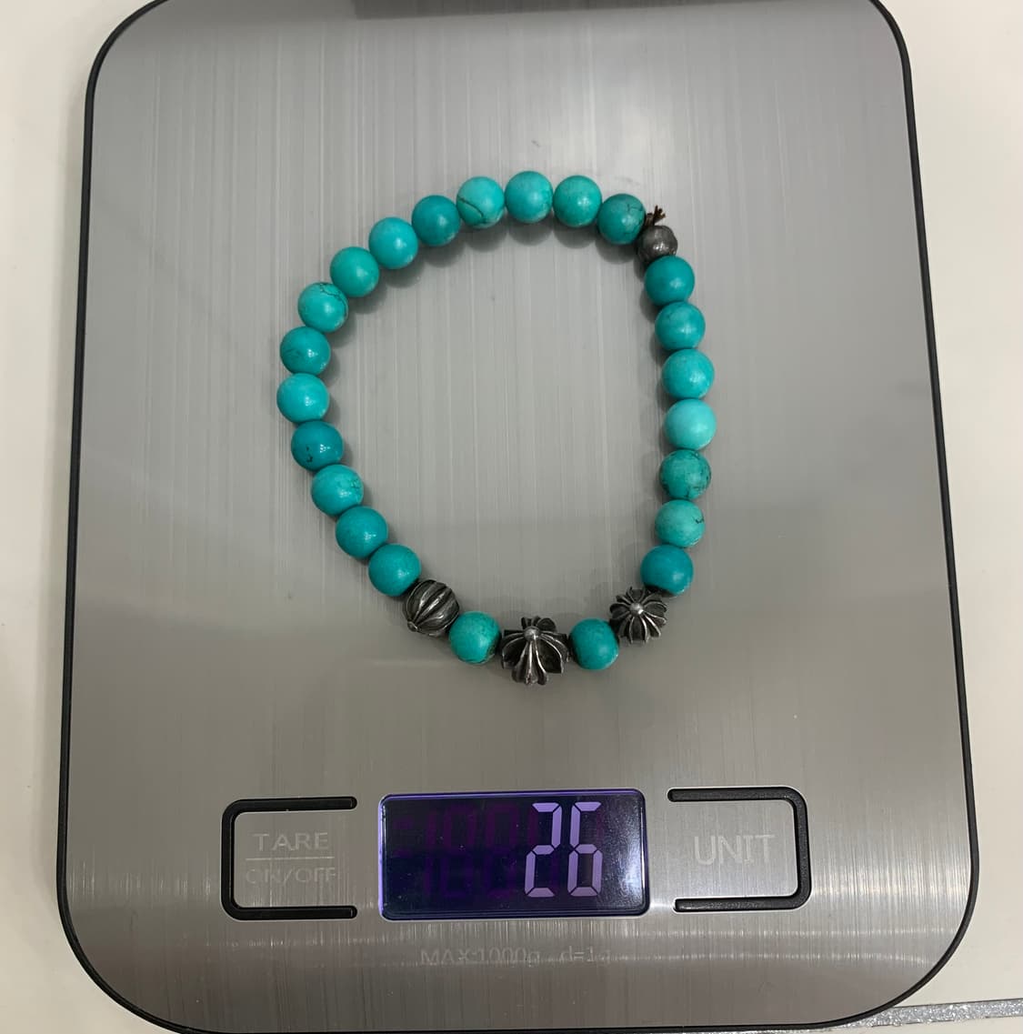 [8mm]크롬하츠 비즈 터키석 구슬 팔찌 실버 상품이미지10