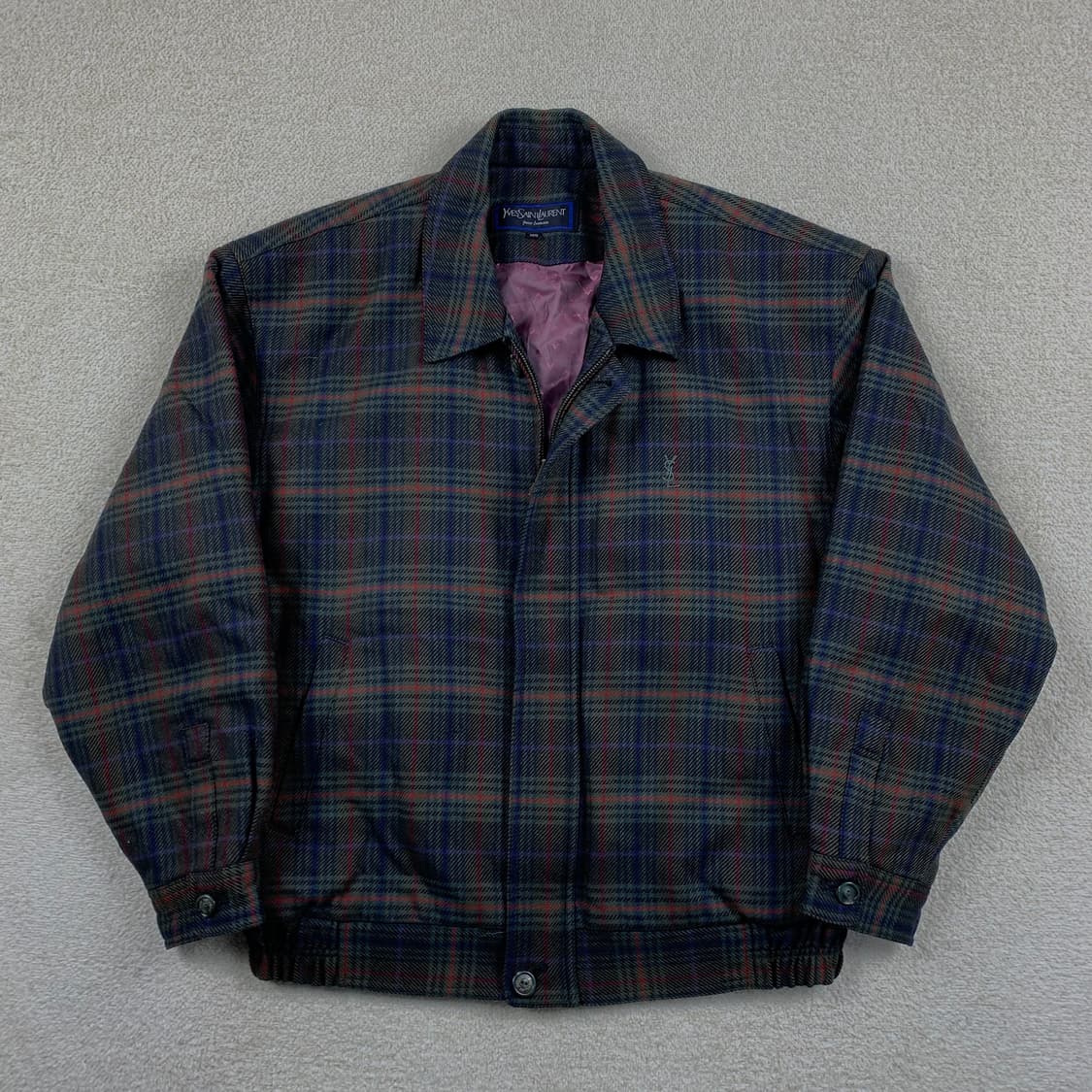 입생로랑 YSL 체크패턴 울 블루종 자켓  상품이미지1