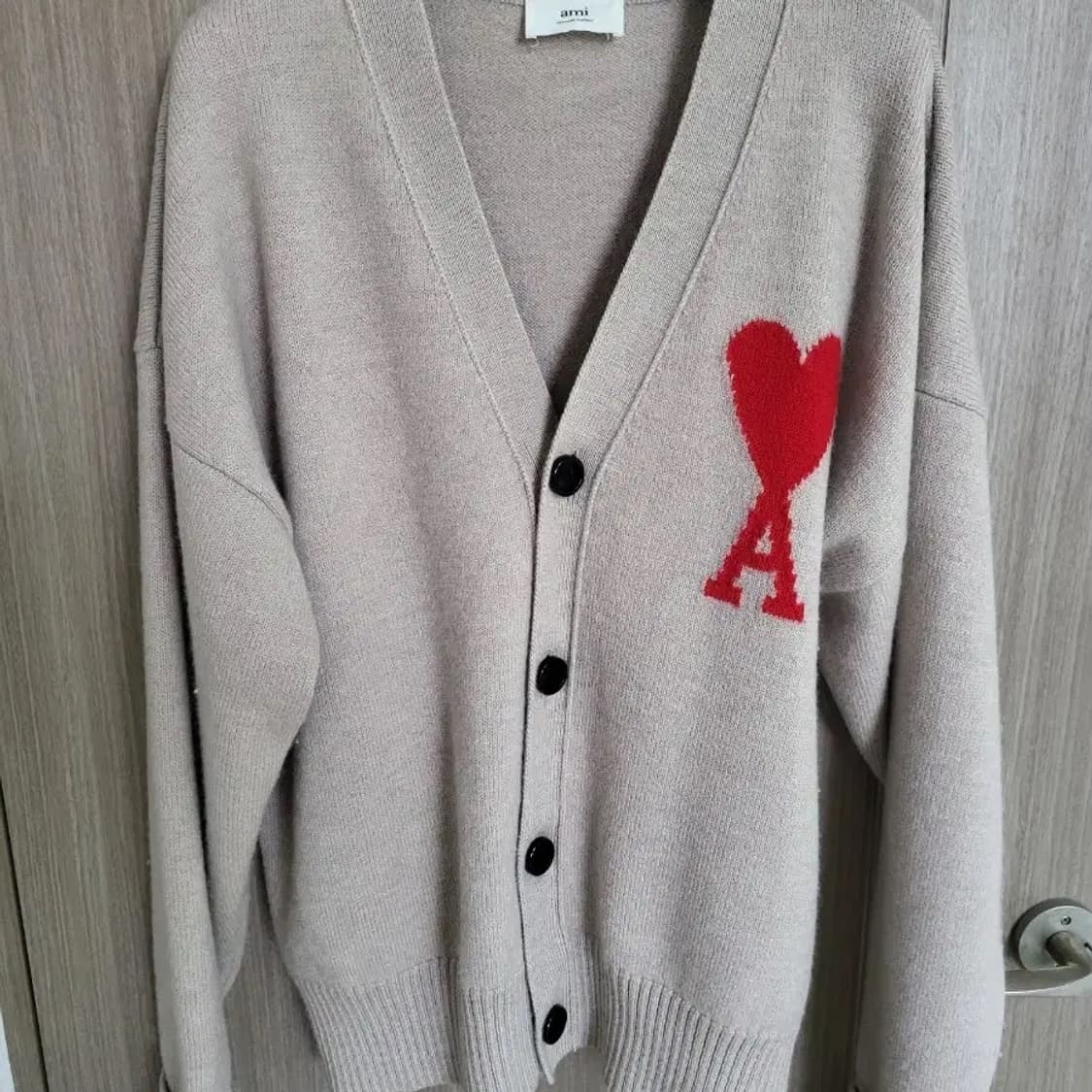 아미 빅로고 가디건 베이지 L 크림구매 상품이미지1
