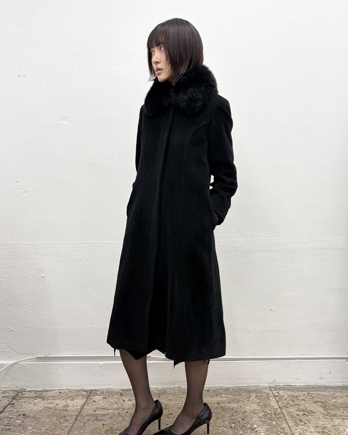 빈티지 퍼 트리밍 앙고라 코트 상품이미지3