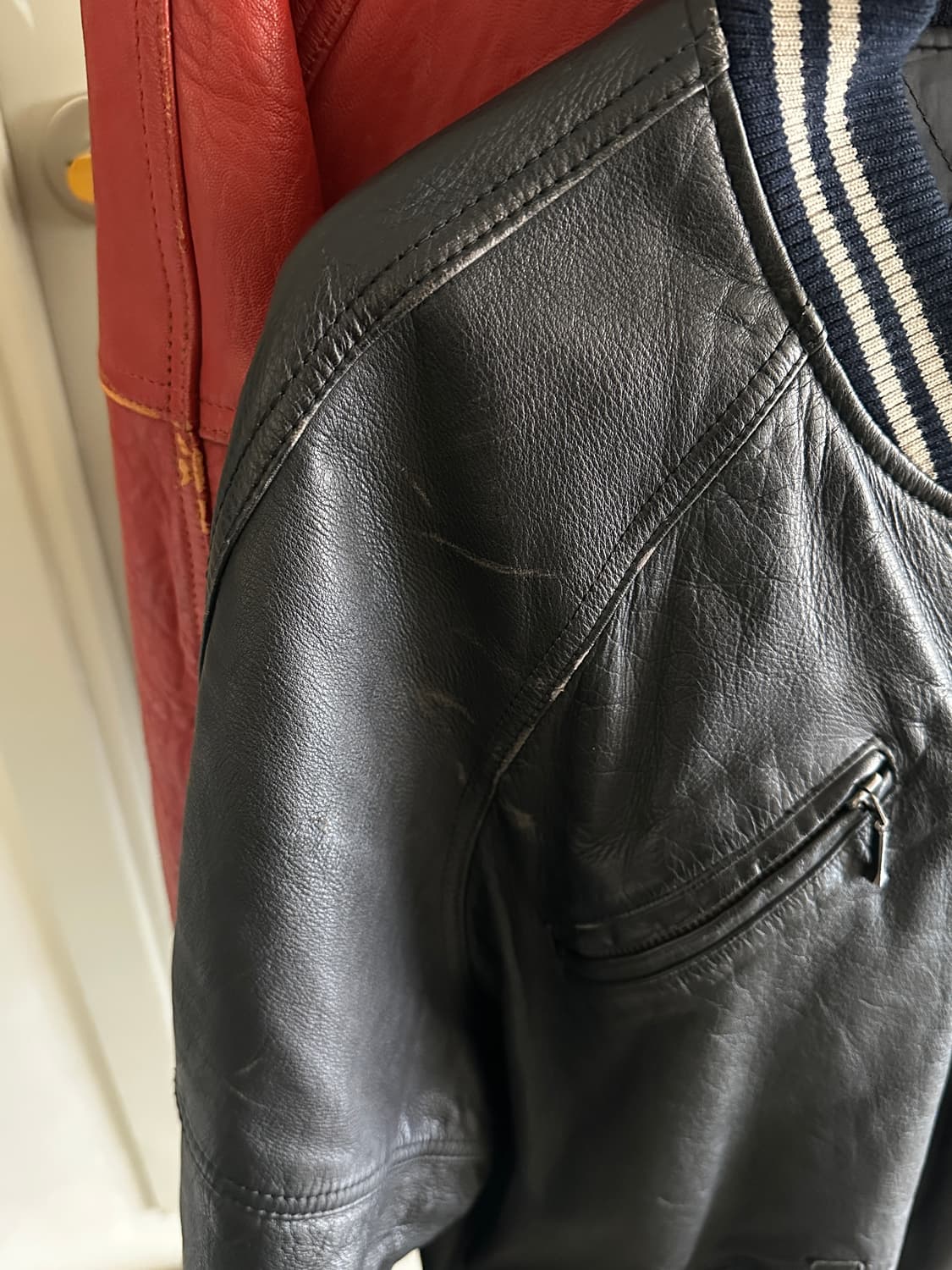 Avirex 90s 아비렉스 트랙필드 레더 바시티 상품이미지3