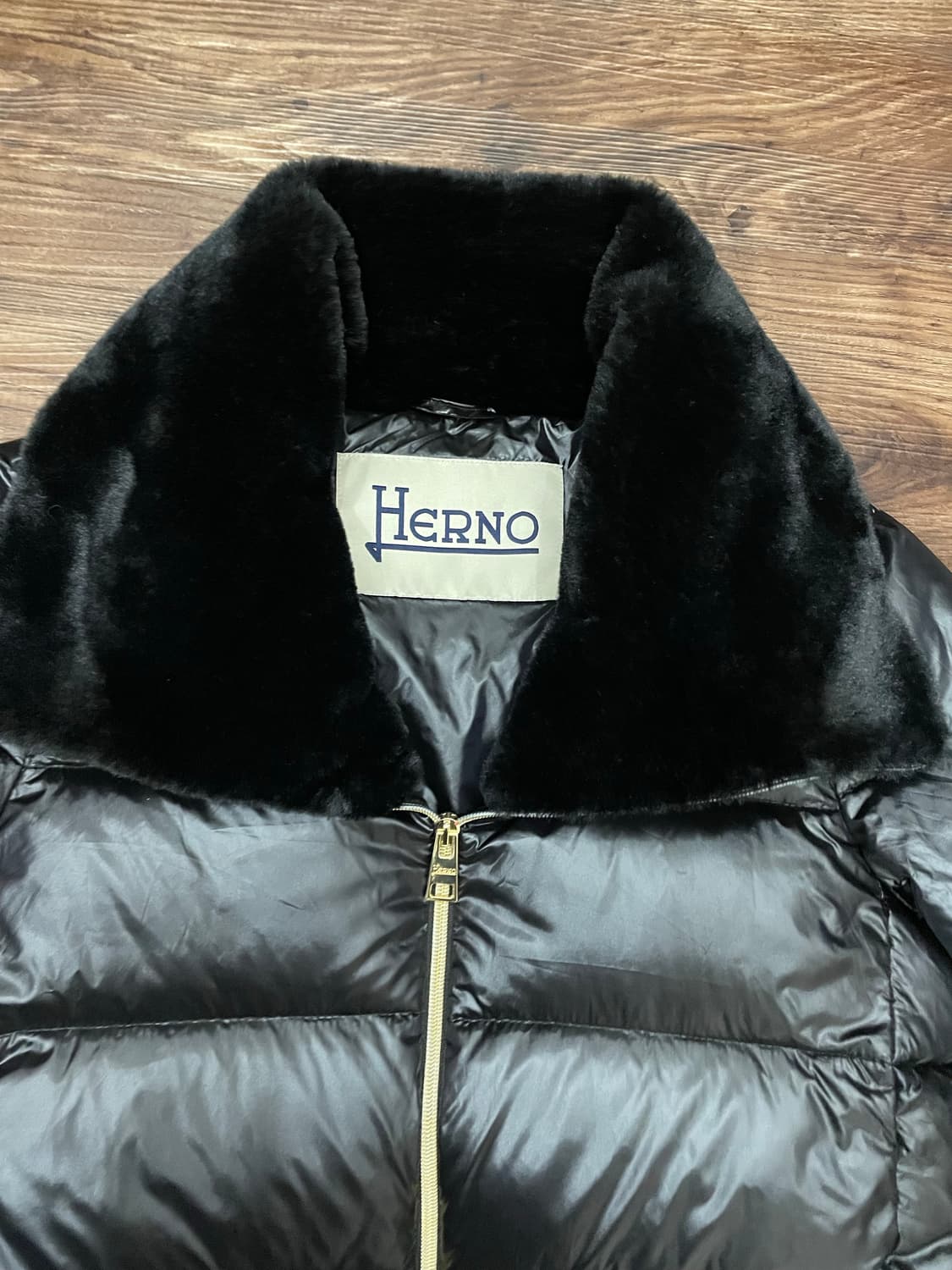 에르노 HERNO 퍼 카라 패딩 블랙 42 상품이미지2