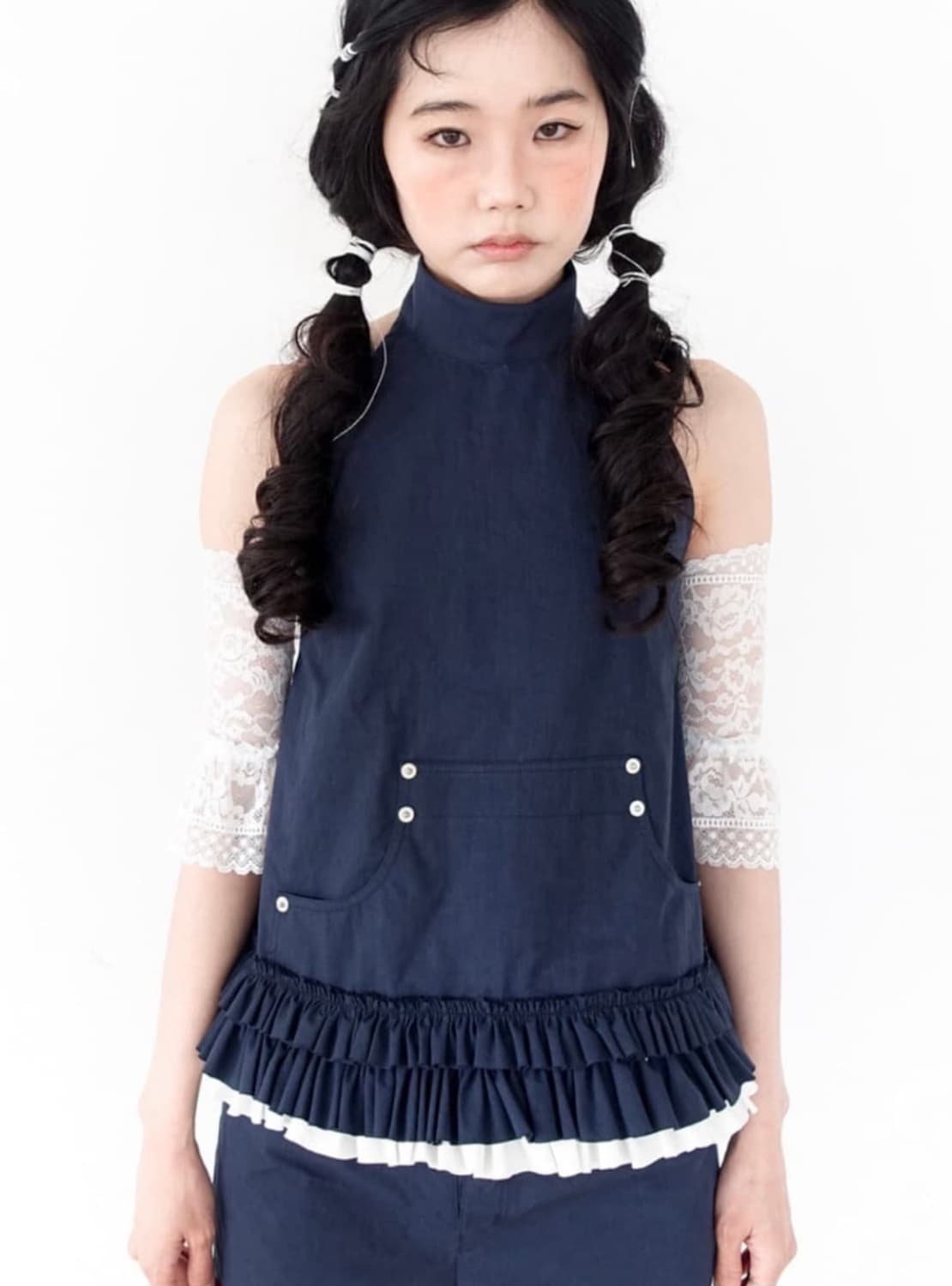 샵 페어리 halter frill top 네이비 구해요 상품이미지1
