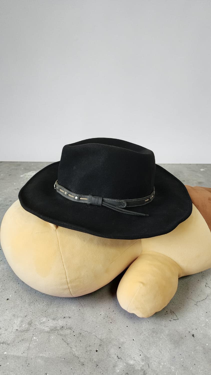 USA JACK DANIELS 블랙 울 페도라 웨스턴 카우보이 모자 상품이미지4