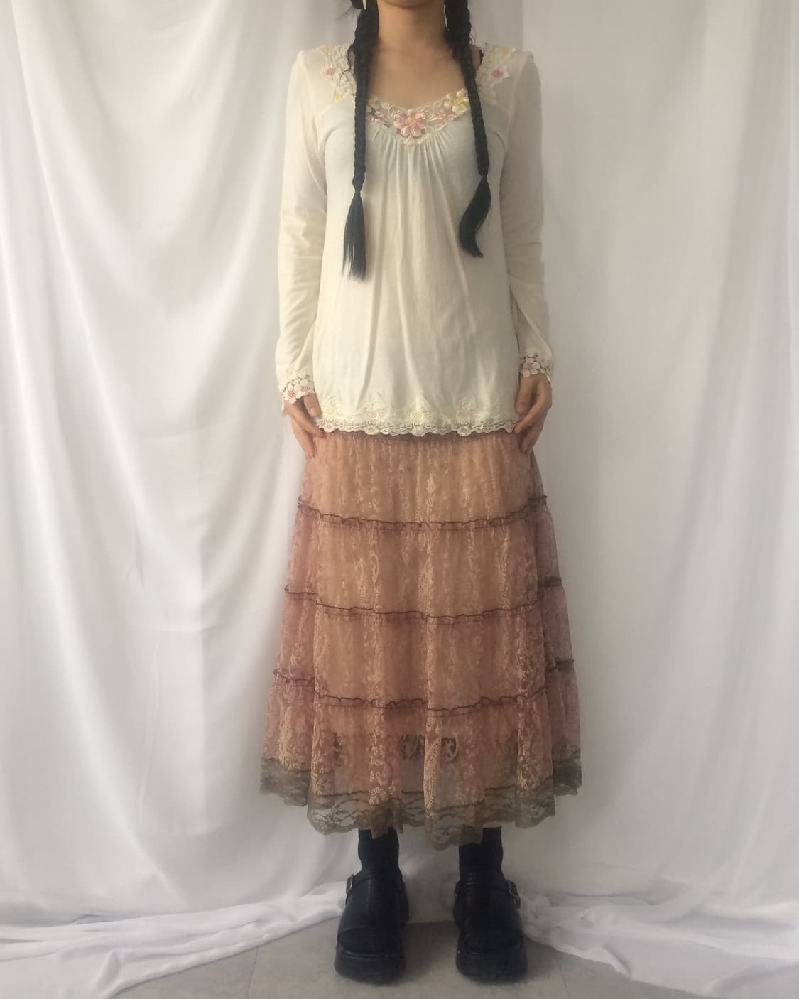 Flower lace trimming sleeve 상품이미지1