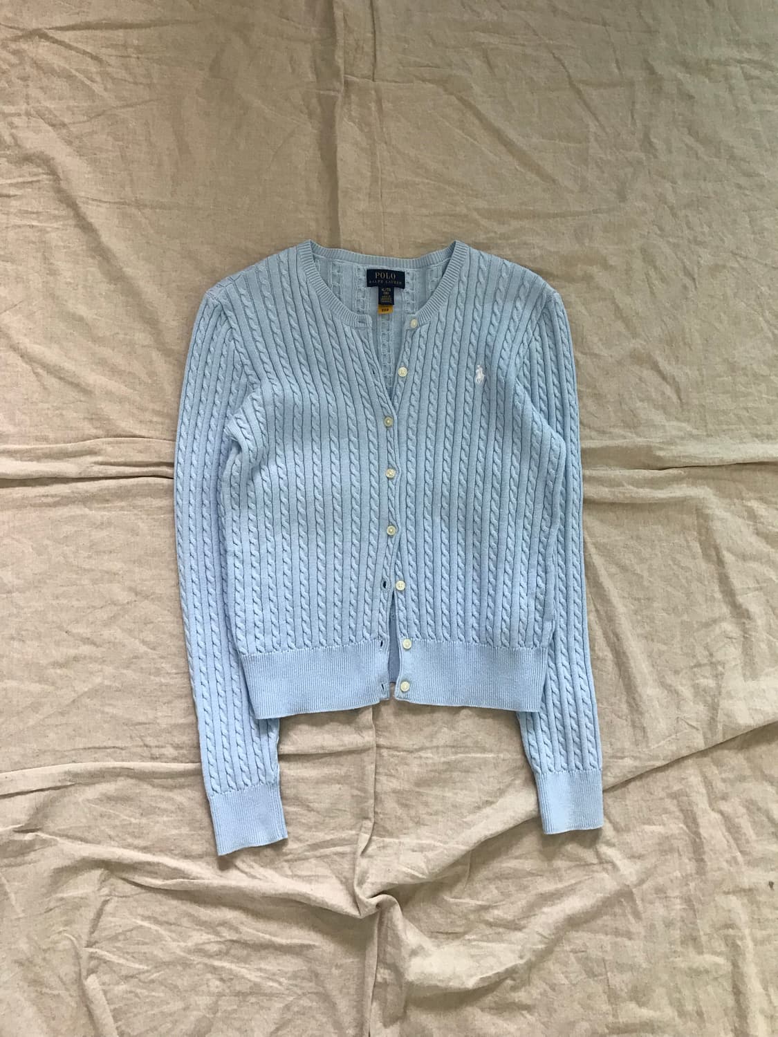 폴로 랄프로렌 QR코드 케이블 니트 가디건 스카이블루 상품이미지6