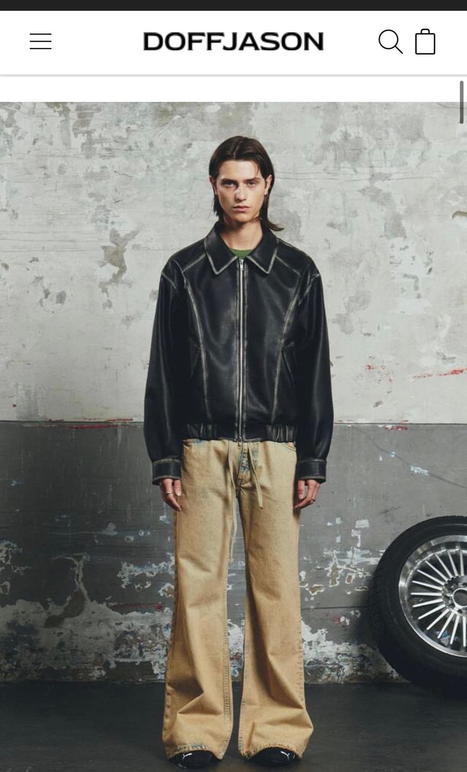 [L] 도프제이슨 워싱 레더 스트럭처드 보머 가죽자켓 상품이미지2