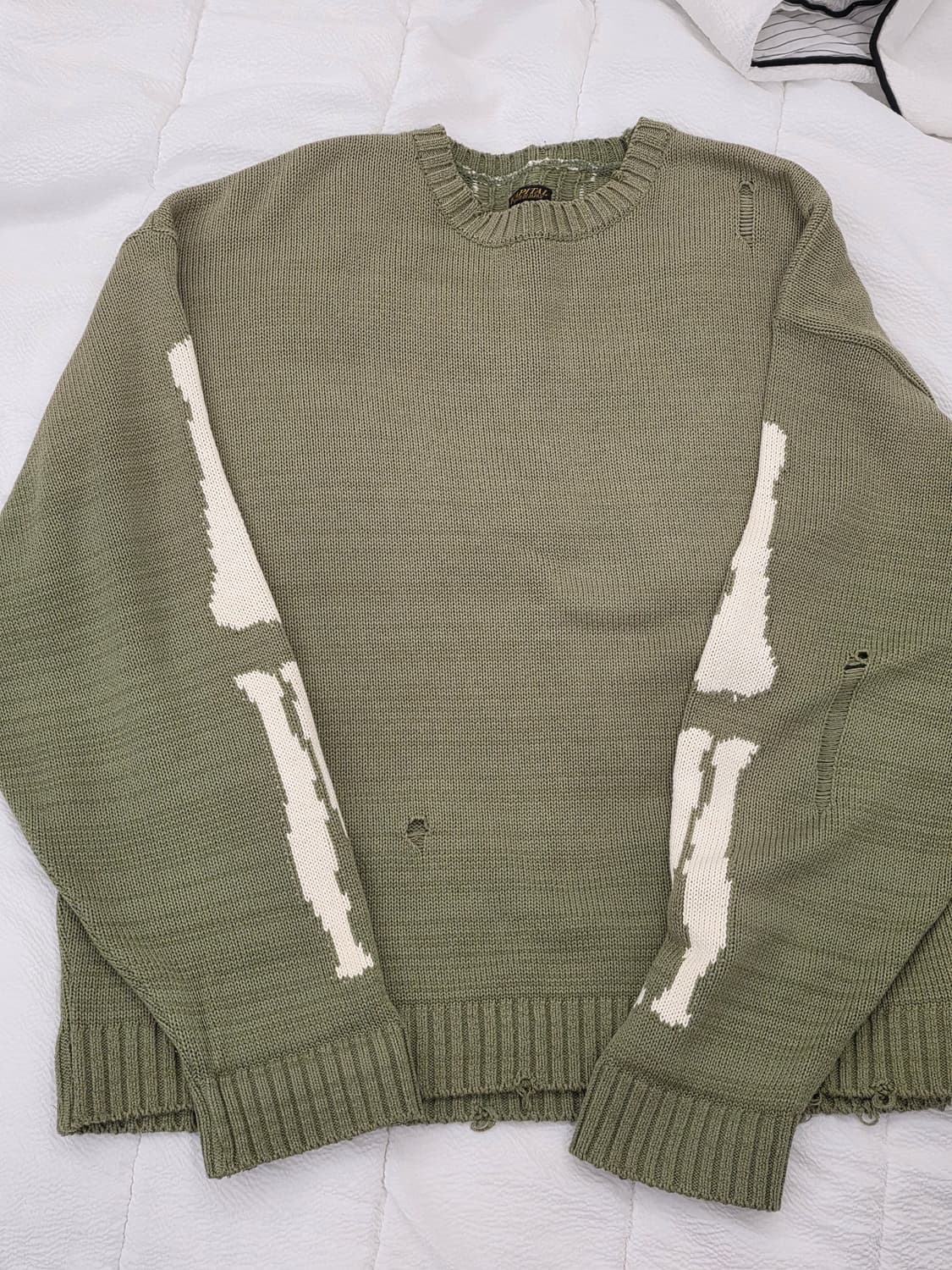 캐피탈 5G 코튼 본 크루넥 스웨터 카키 3사이즈 상품이미지2