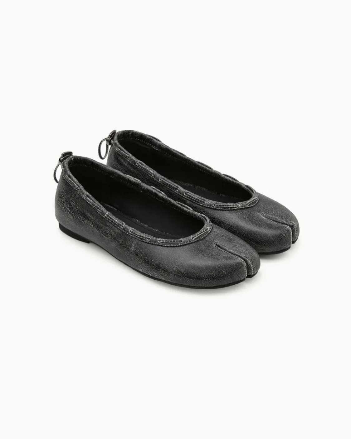 페이즈 레더 스트링 플랫 타비 (빈티지 블랙) 상품이미지1