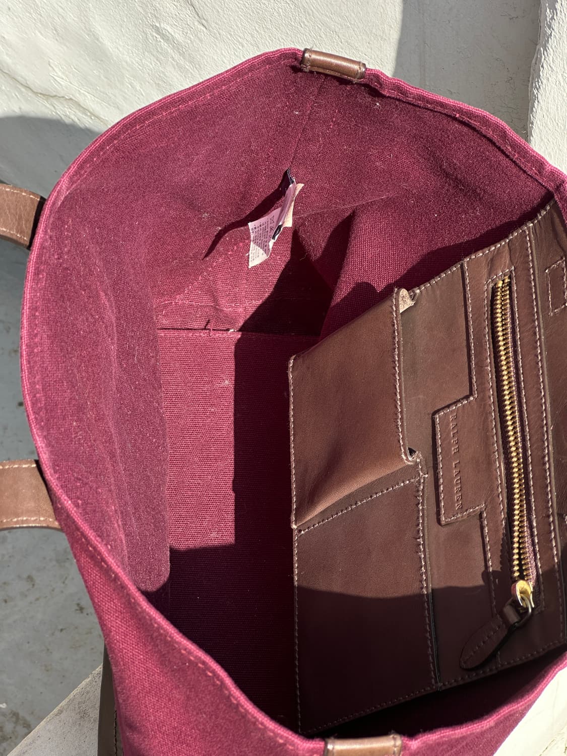 폴로 랄프로렌 빅포니 버건디 캔버스 레더 토트백 클래식 상품이미지9