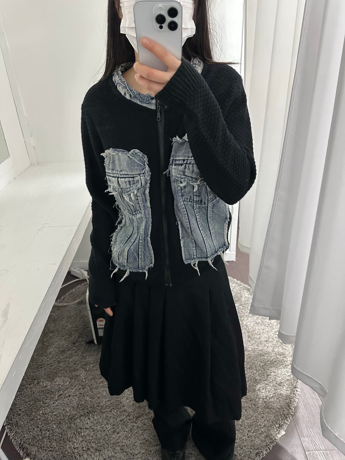 try too love you denim detail knit zipup 상품이미지1