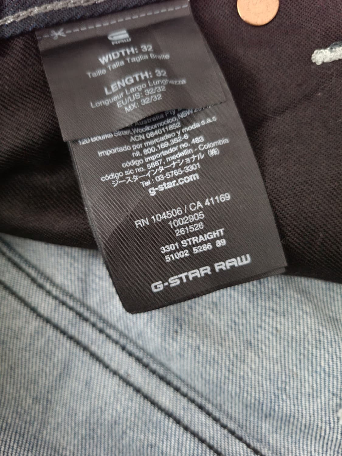 지스타로우 Gstarraw. 3301 다크블루워싱 반코팅진. 32사이즈 상품이미지5
