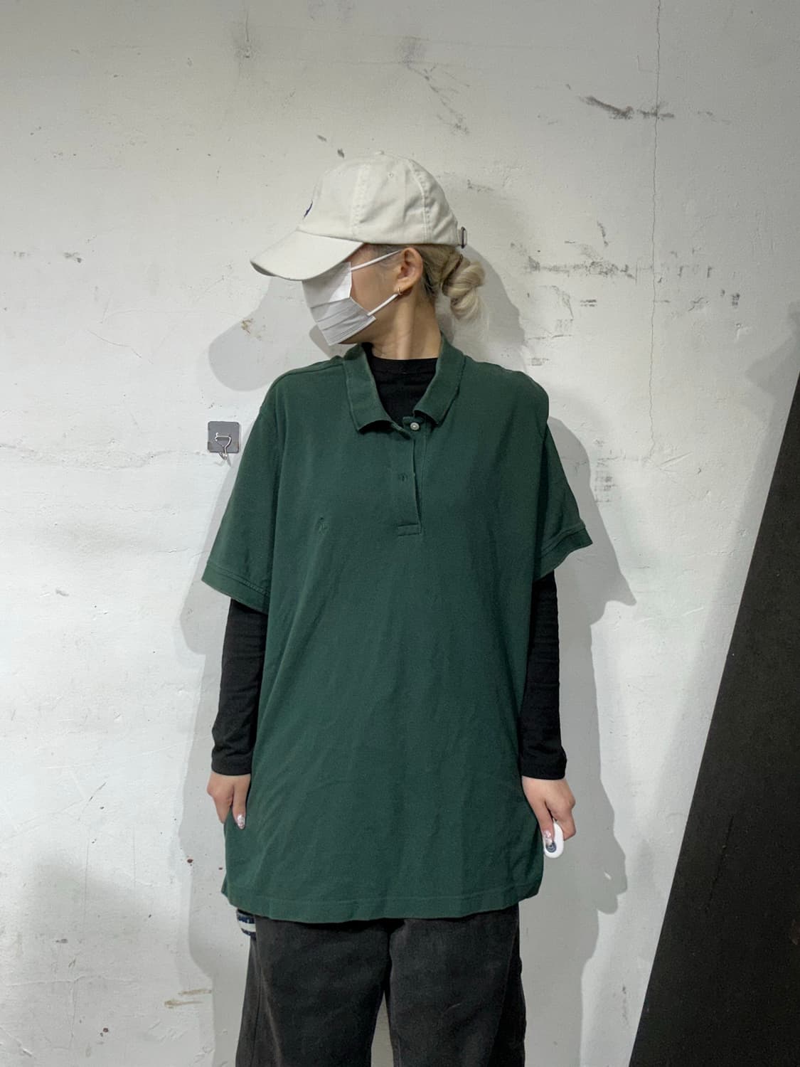 빈티지 그린 카라 오버핏 반발티 XXL 상품이미지2