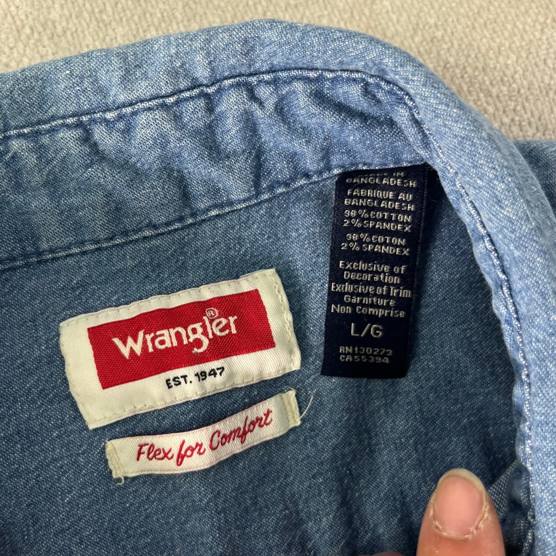 100 랭글러 데님 90S 투포켓 반팔 셔츠 상품이미지3