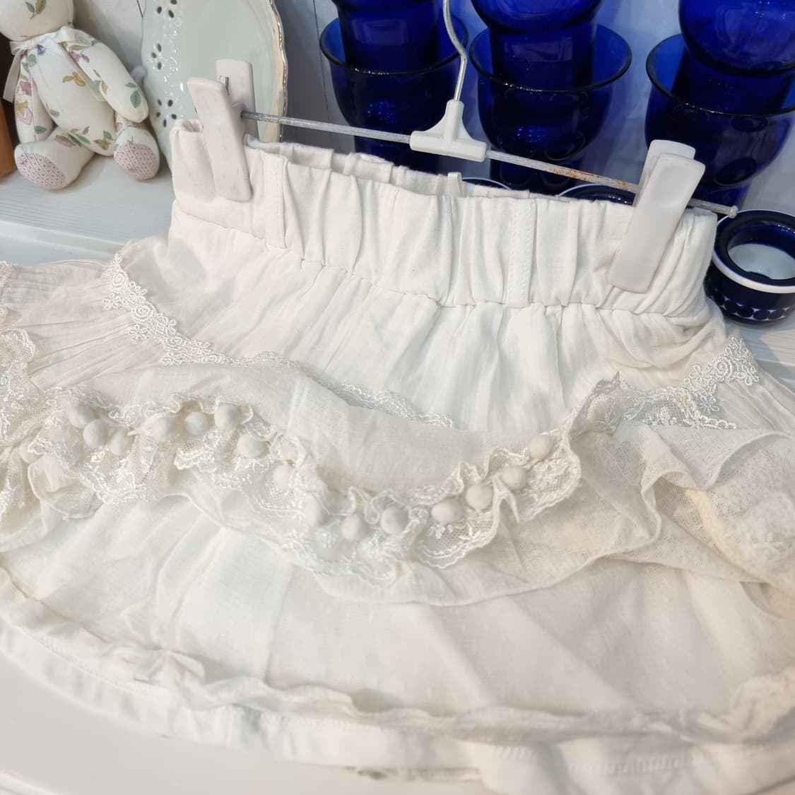 일본 로리타 화이트 레이스 프릴 스커트 상품이미지4