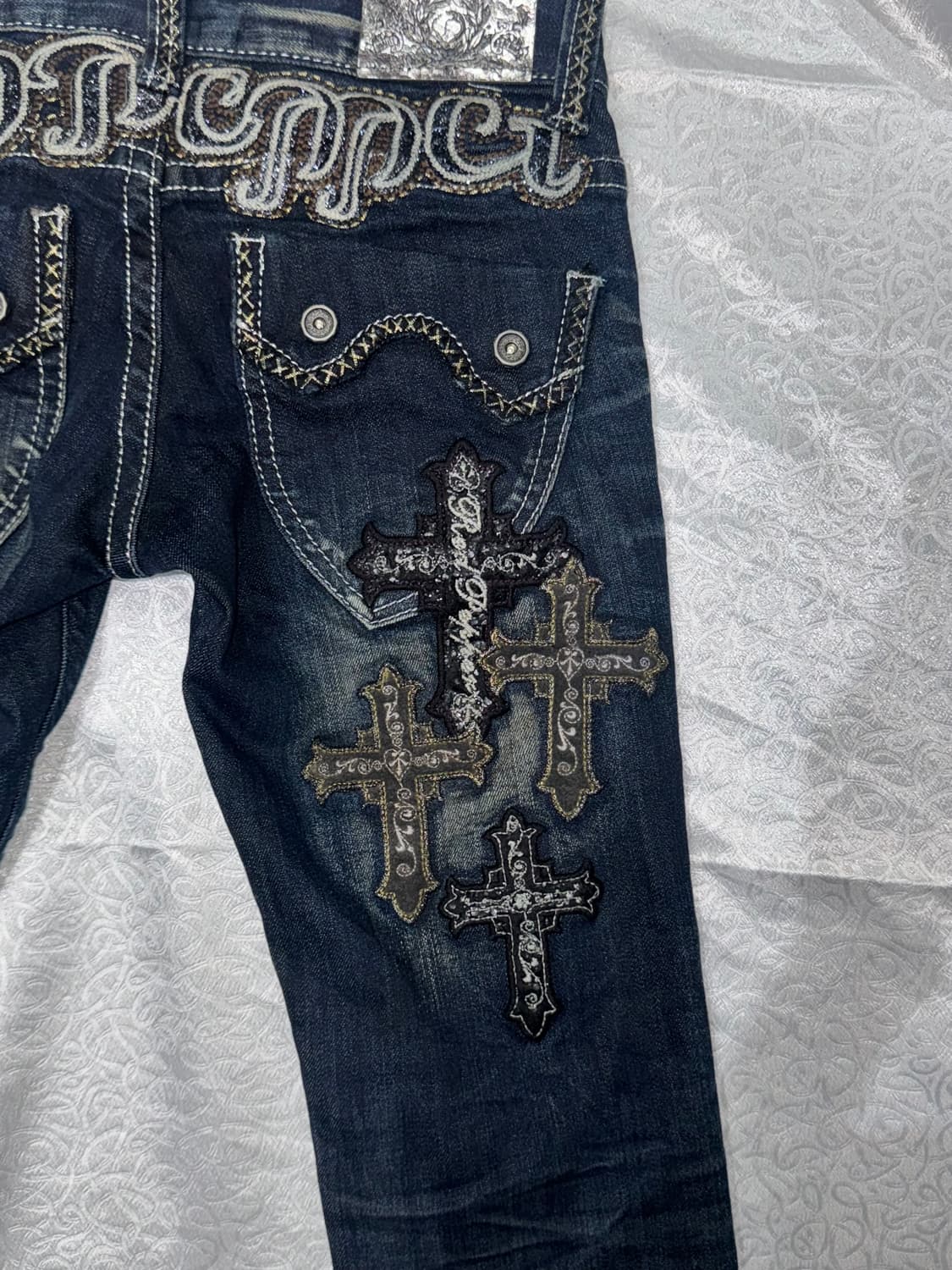 “red pepper” cross designed denim jeans 상품이미지7