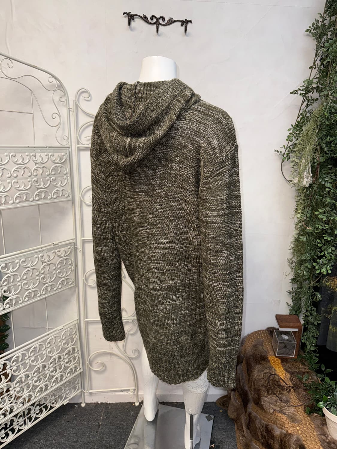 Ash khaki bokashi duffle hood cardigan  상품이미지5